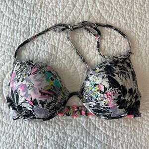 Black Floral Victoria’s Secret Bikini Top - size 32D